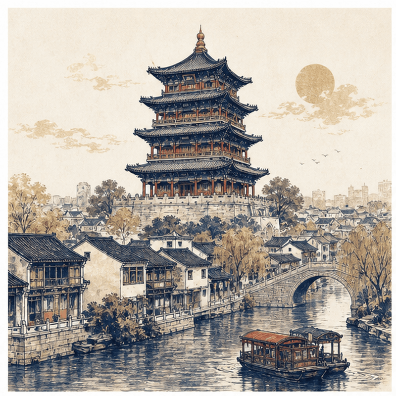 济宁市地标插画