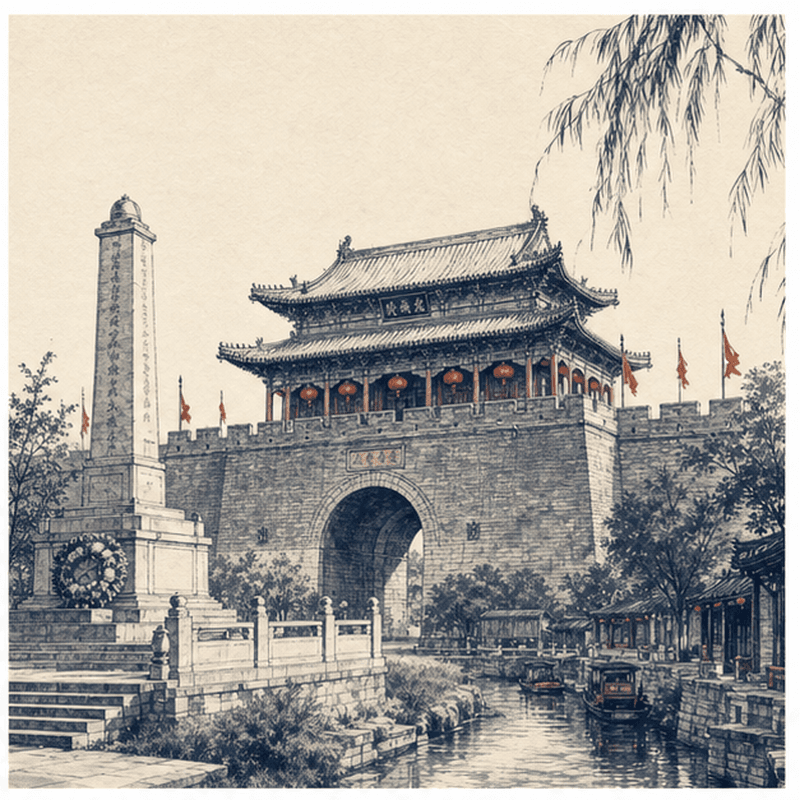 枣庄市地标插画